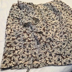 Leifsdottir Silk Magnolia Floral Print Ruffle Mini Skirt, Size XS/0
